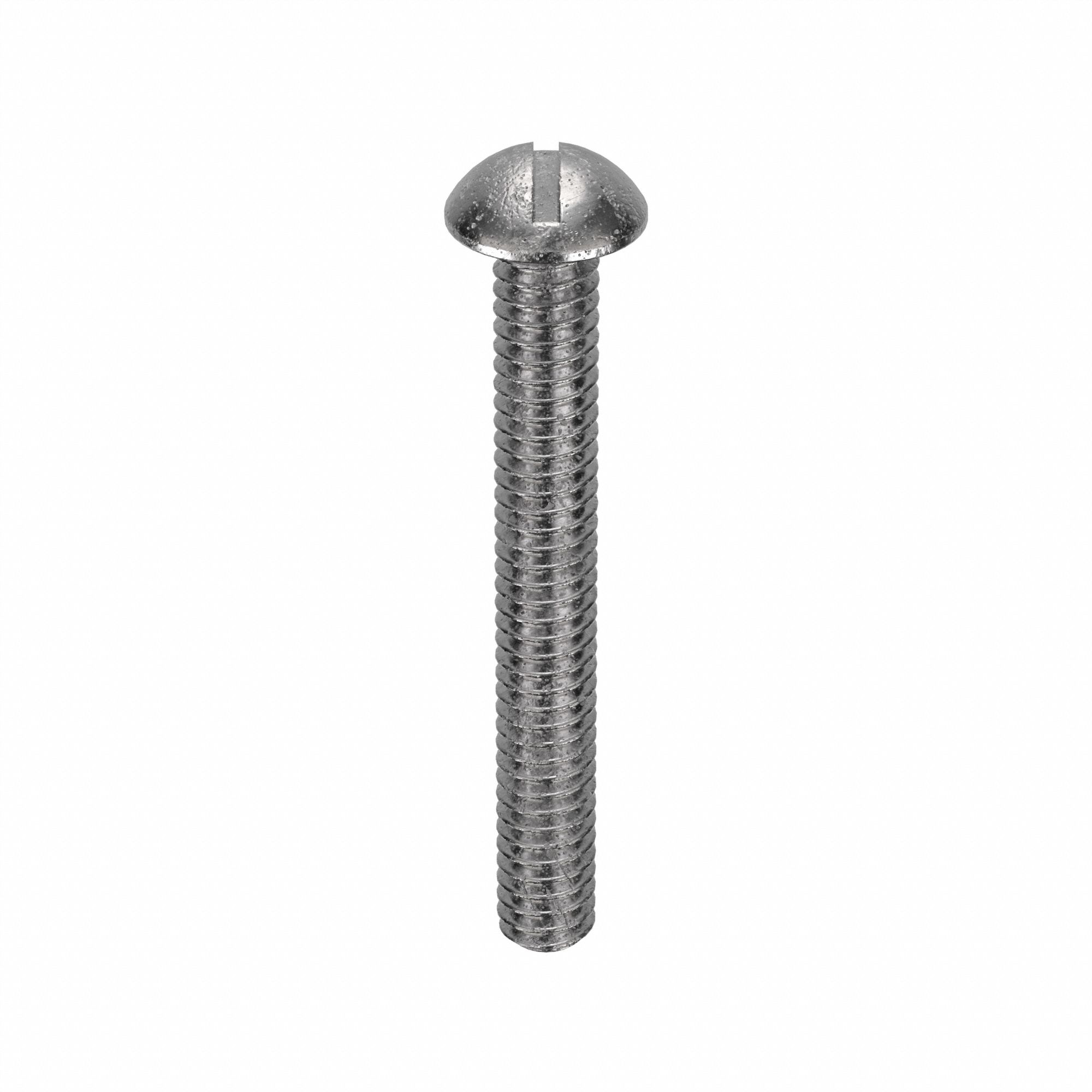 Machine Screw: 1/4"-20 Thread Size, 2 in Lg, 18-8, Stainless Steel, Plain, Round, Slotted, 50 PK