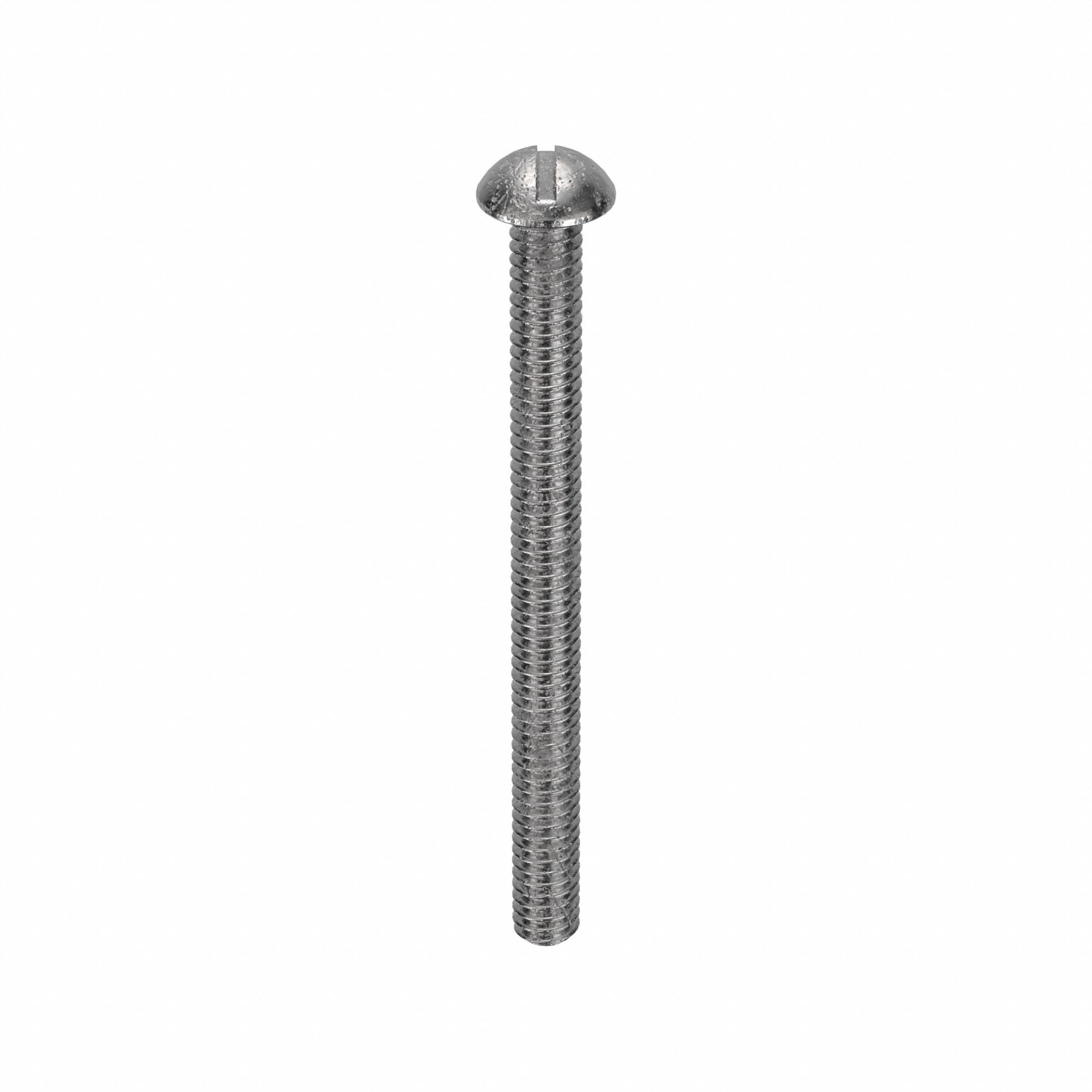Machine Screw: 1/4"-20 Thread Size, 3 in Lg, 18-8, Stainless Steel, Plain, Round, Slotted, 25 PK