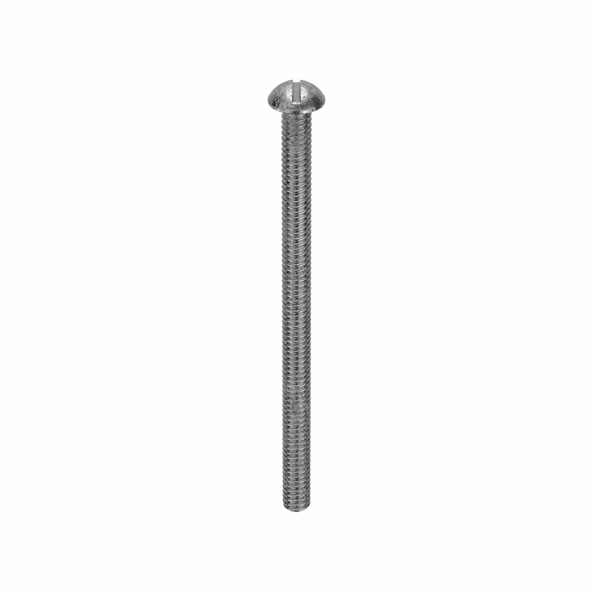 Machine Screw: 1/4"-20 Thread Size, 4 in Lg, 18-8, Stainless Steel, Plain, Round, Slotted, 10 PK