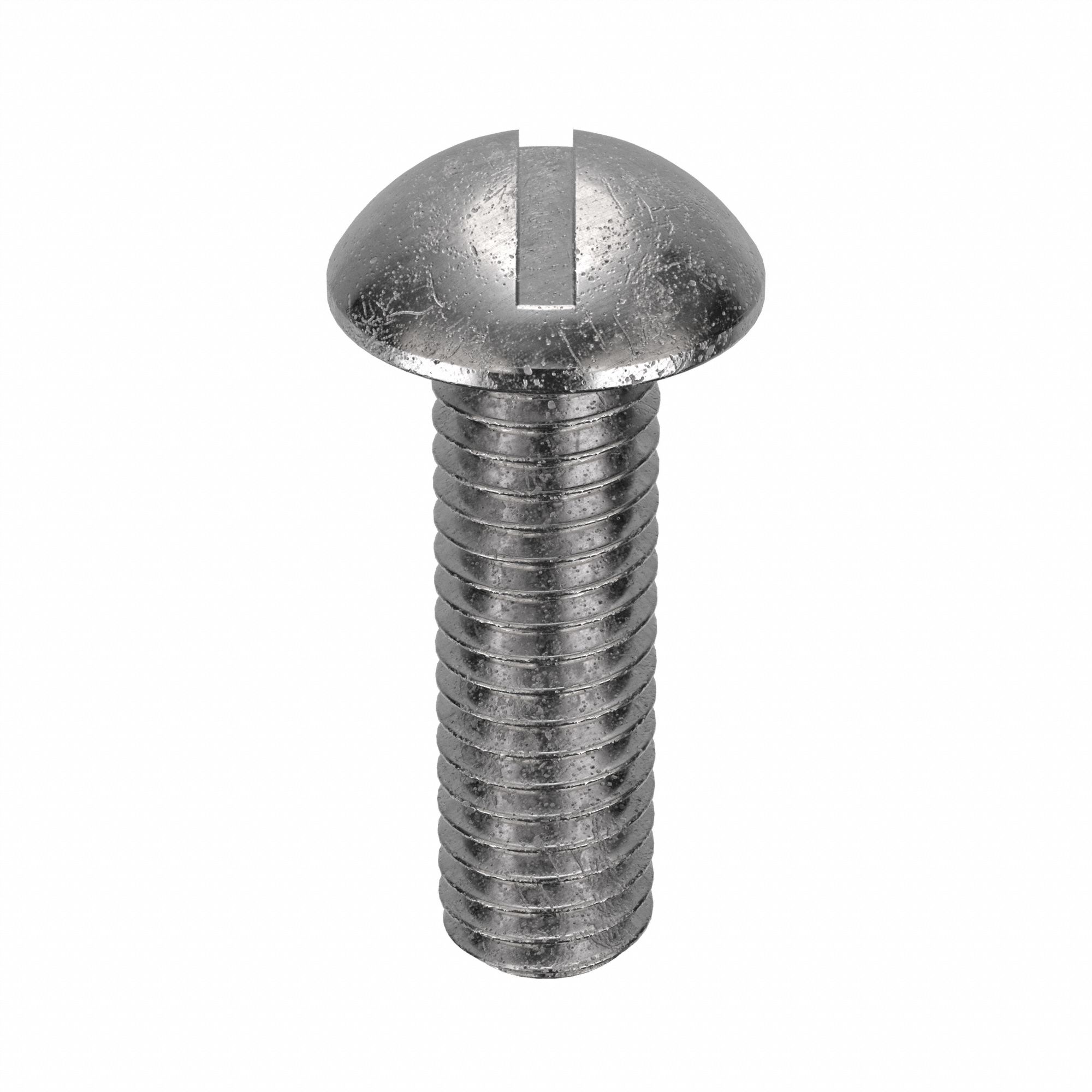 Machine Screw: 3/8"-16 Thread Size, 1 1/4 in Lg, 18-8, Stainless Steel, Plain, Round, Slotted, 25 PK