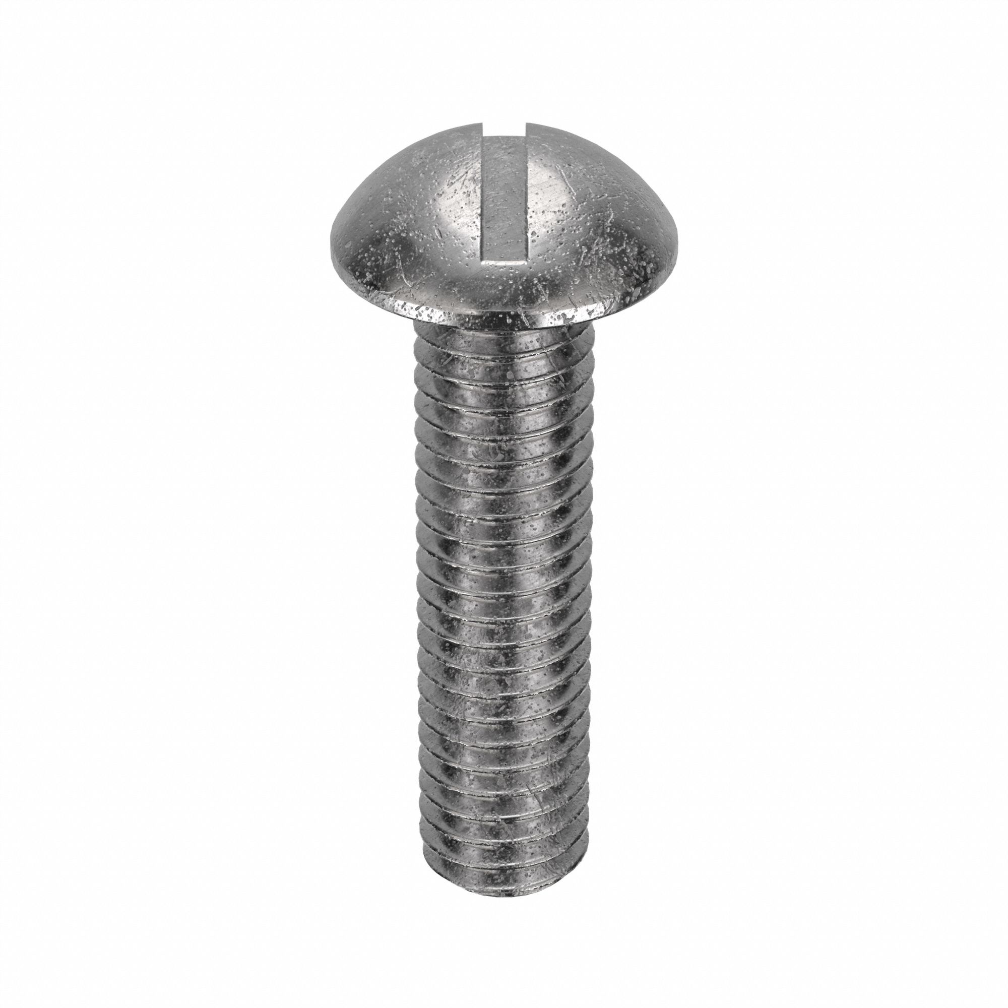 Machine Screw: 3/8"-16 Thread Size, 1 1/2 in Lg, 18-8, Stainless Steel, Plain, Round, Slotted, 25 PK