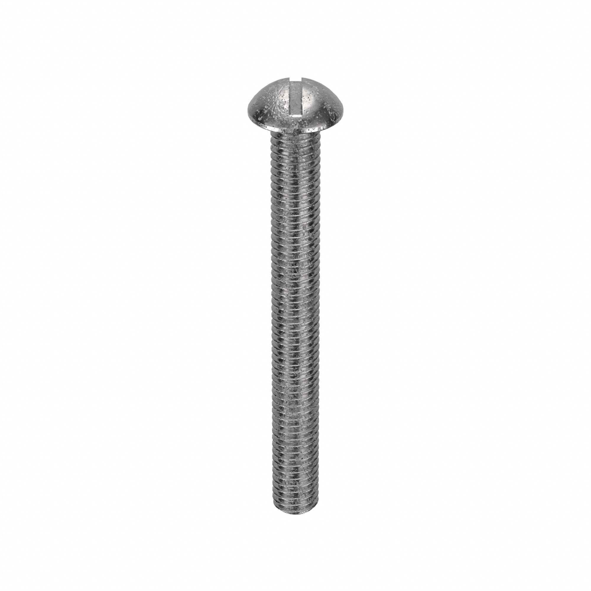 Machine Screw: 3/8"-16 Thread Size, 3 1/2 in Lg, 18-8, Stainless Steel, Plain, Round, Slotted, 10 PK
