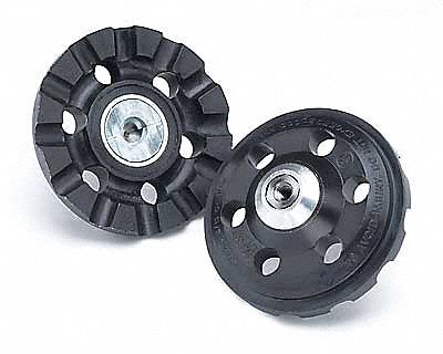 Air-Cooled Quick Change Disc Backup Pad: TR, 4 in Dia, 3/8"-24 Internal-Thread, 5 PK