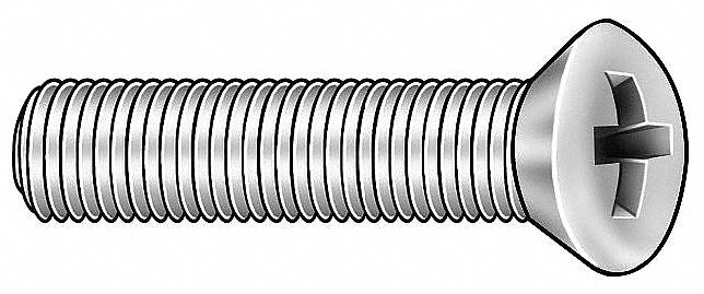 Machine Screw: #6-32 Thread Size, 1/2 in Lg, 18-8, Stainless Steel, Plain, Oval, Phillips, 100 PK