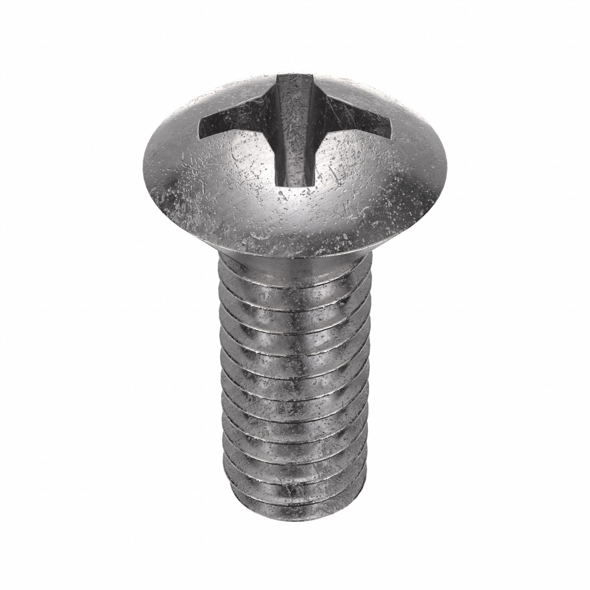 Machine Screw: #8-32 Thread Size, 3/8 in Lg, 18-8, Stainless Steel, Plain, Oval, Phillips, 100 PK