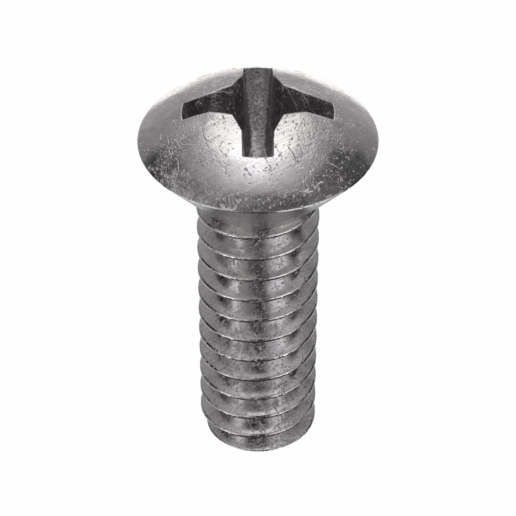 MACHINE SCREW, #10-24 THREAD, ½ IN L, 18-8 SS, PLAIN FINISH, OVAL, PHILLIPS, 100 PK