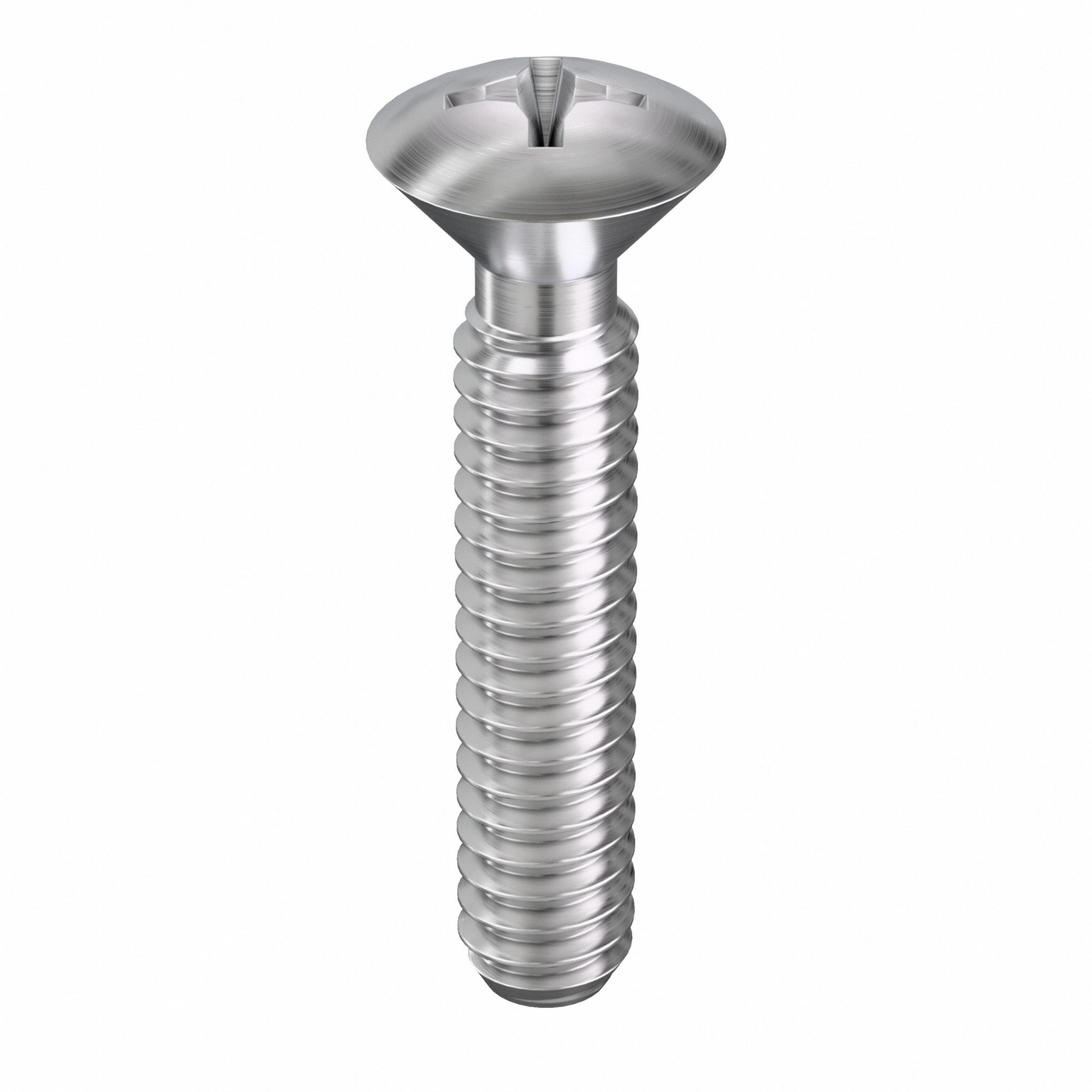 Machine Screw: #10-24 Thread Size, 1 in Lg, 18-8, Stainless Steel, Plain, Oval, Phillips, 100 PK