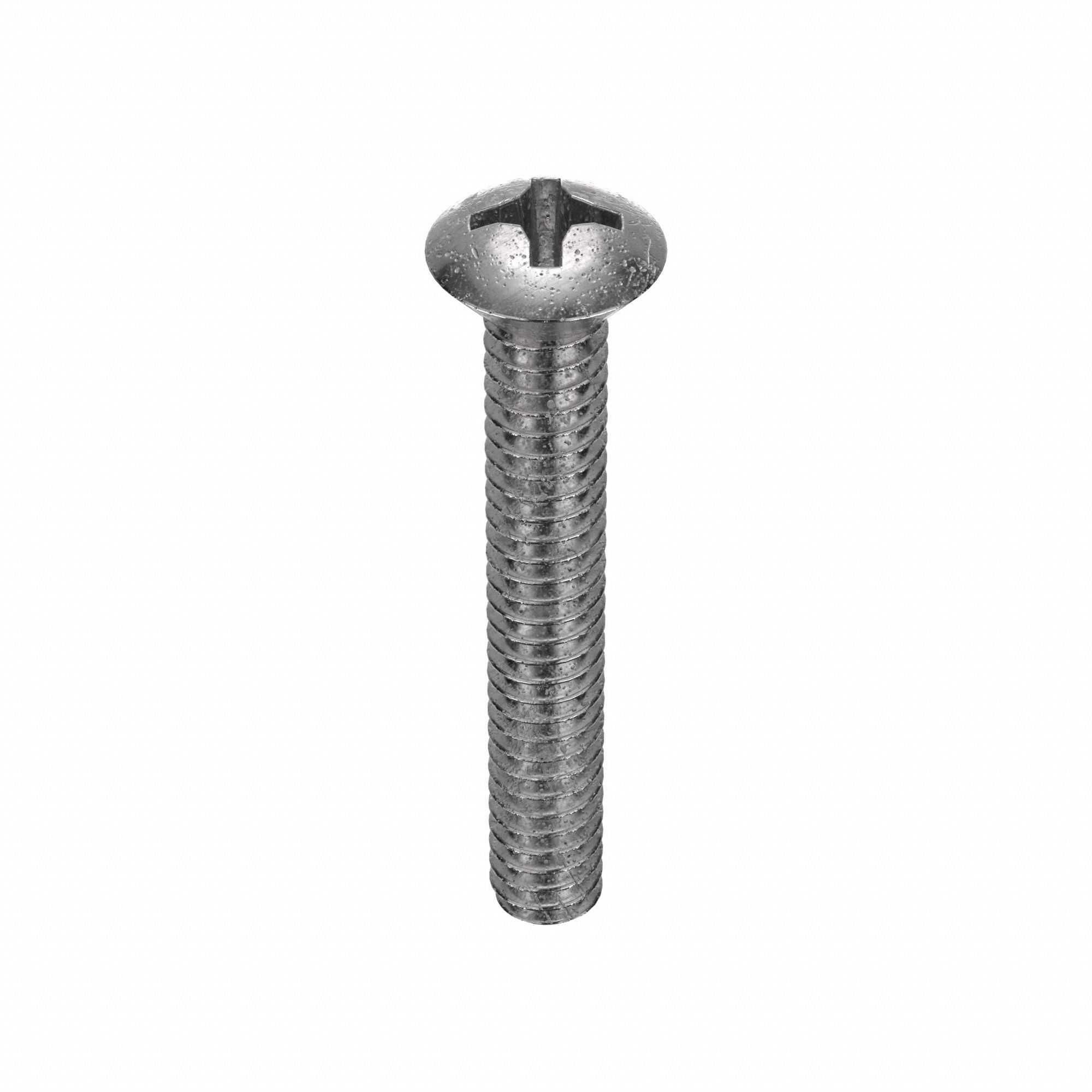 MACHINE SCREW, #10-24 THREAD, 1¼ IN L, 18-8 SS, PLAIN FINISH, OVAL, PHILLIPS, 100 PK