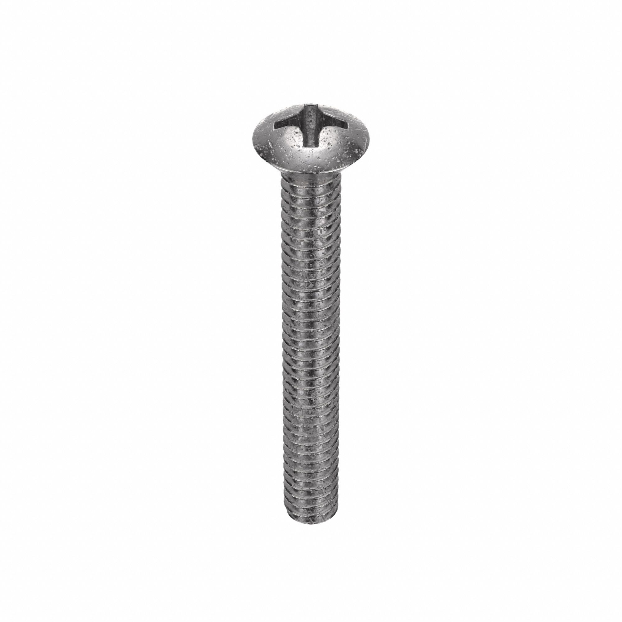 MACHINE SCREW, #10-24 THREAD, 1½ IN L, 18-8 SS, PLAIN FINISH, OVAL, PHILLIPS, 100 PK