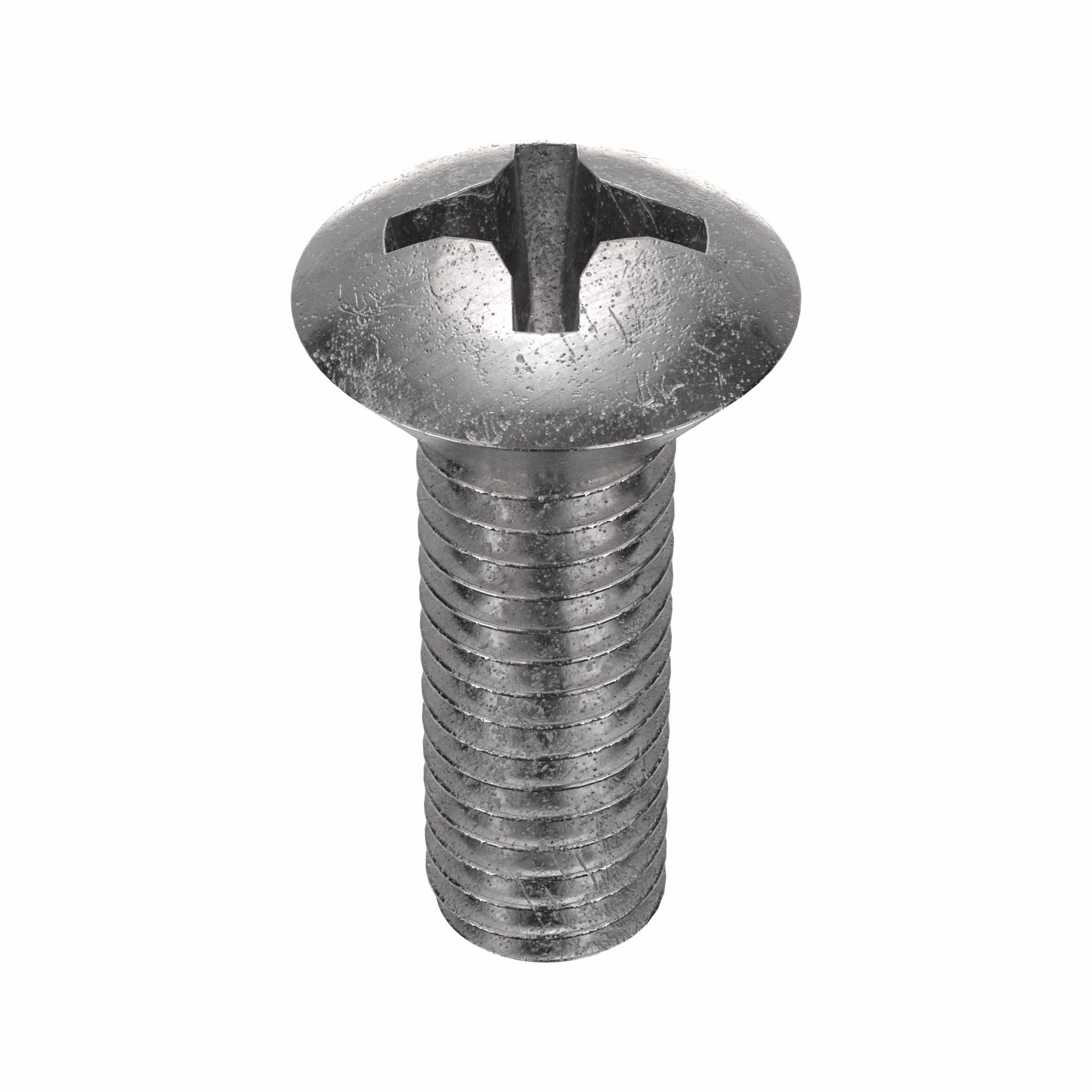 Machine Screw: #10-32 Thread Size, 1/2 in Lg, 18-8, Stainless Steel, Plain, Oval, Phillips, 100 PK