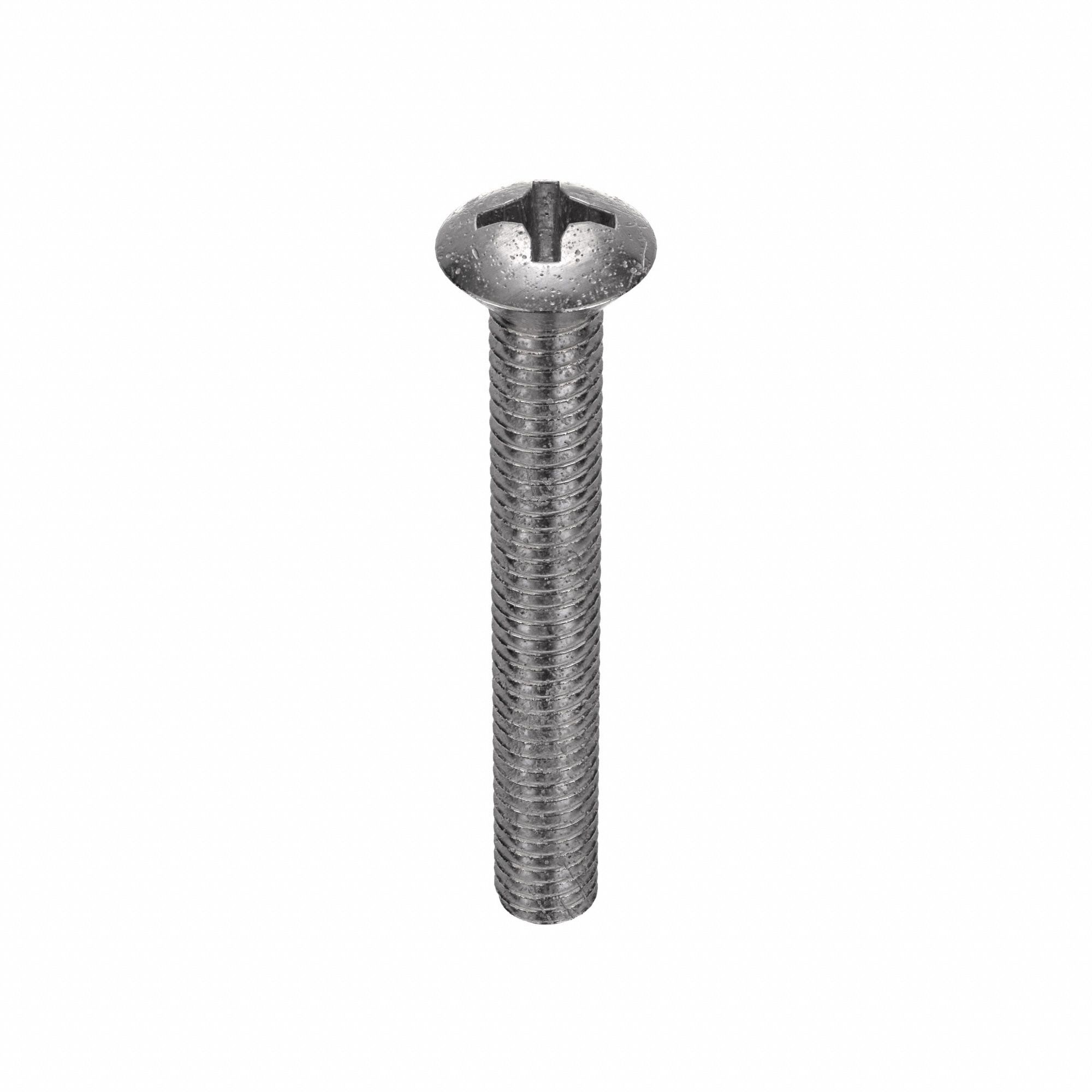 Machine Screw: #10-32 Thread Size, 3/4 in Lg, 18-8, Stainless Steel, Plain, Oval, Phillips, 100 PK