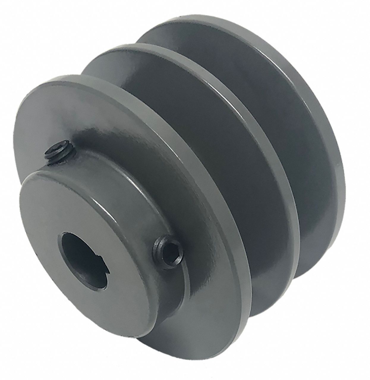 V-Belt Pulley: 2BK25, 2 Groove, 2.65 in OD, Fixed Bore, 3/4 in Bore, Cast Iron