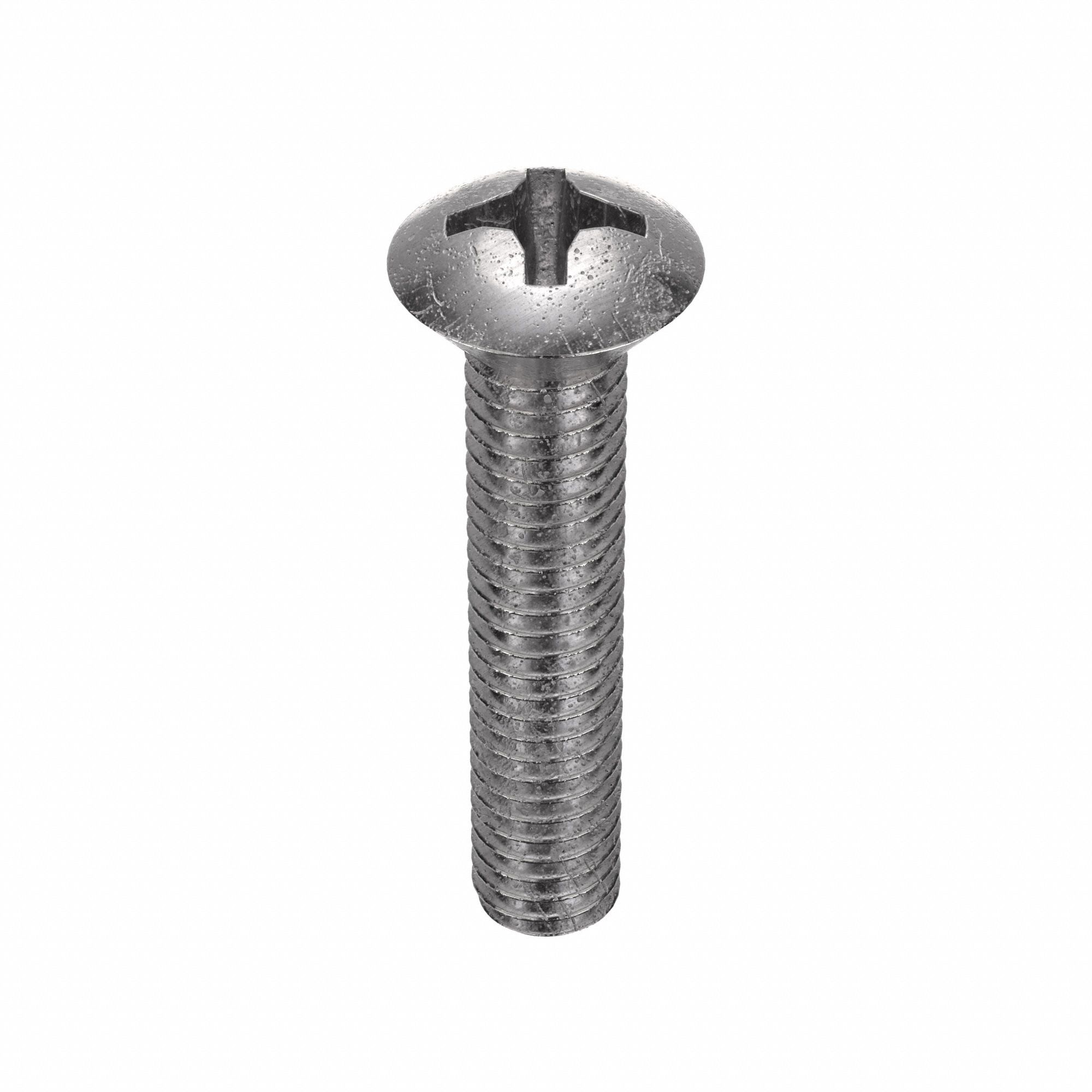 Machine Screw: 5/16"-18 Thread Size, 1 1/2 in Lg, 18-8, Stainless Steel, Plain, Oval, 25 PK