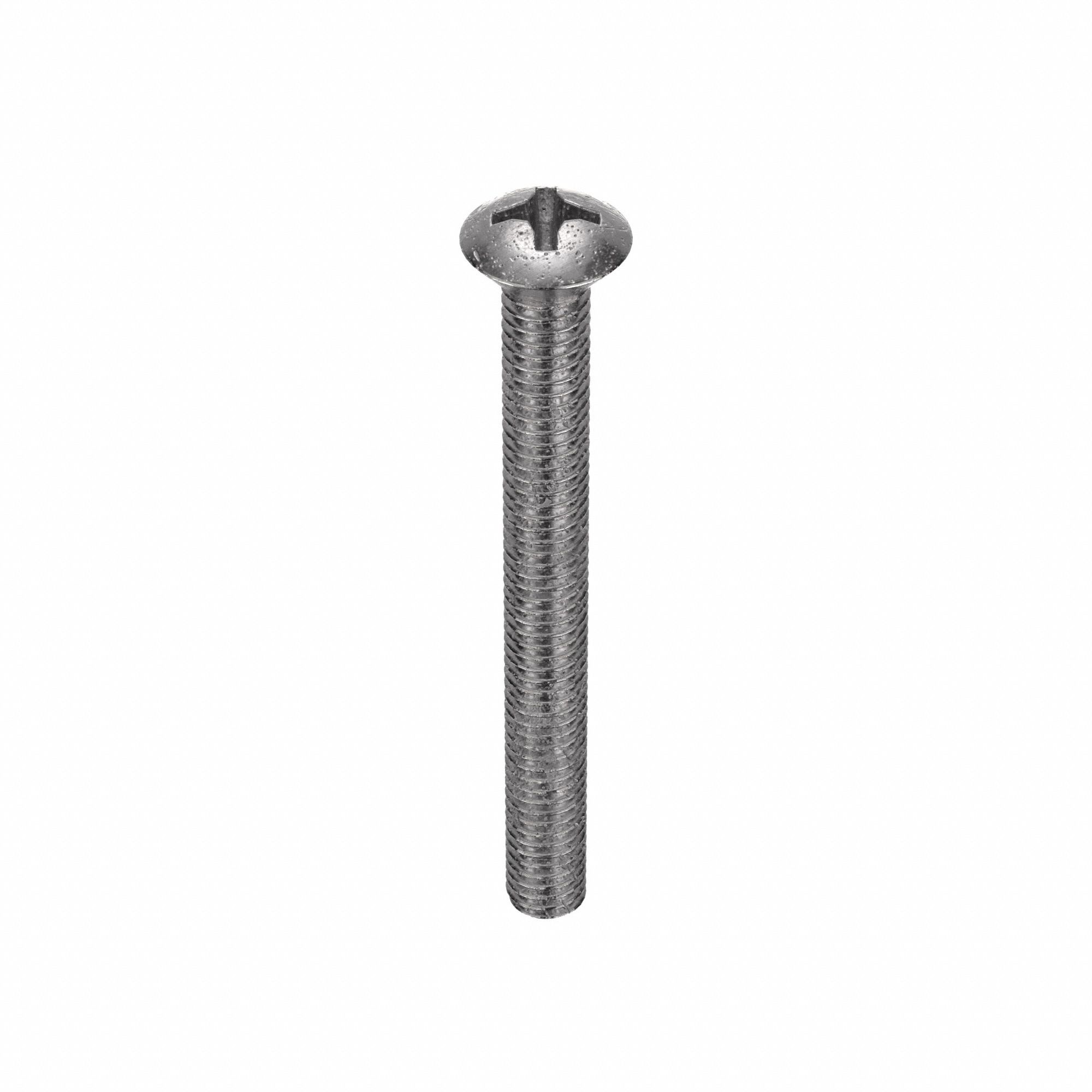 Machine Screw: 5/16"-18 Thread Size, 3 in Lg, 18-8, Stainless Steel, Plain, Oval, Phillips, 10 PK