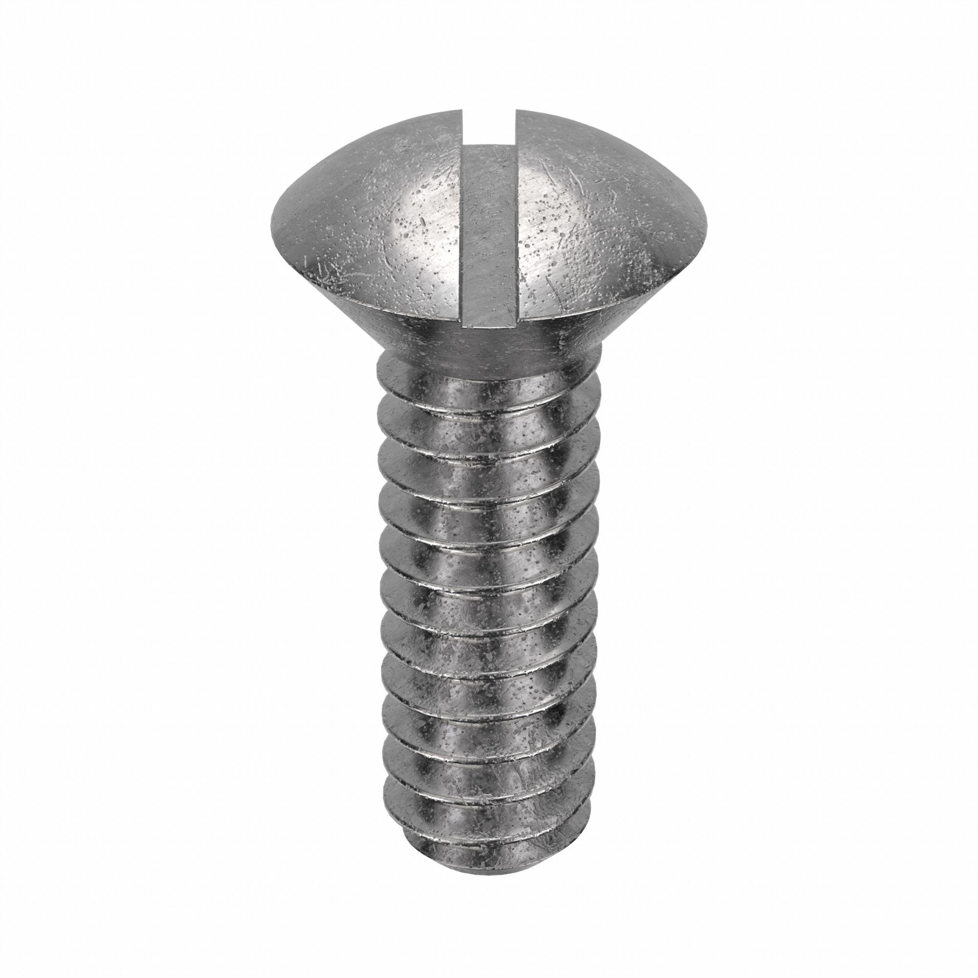 Machine Screw: #6-32 Thread Size, 3/8 in Lg, Stainless Steel, Plain, Oval, Slotted, 100 PK