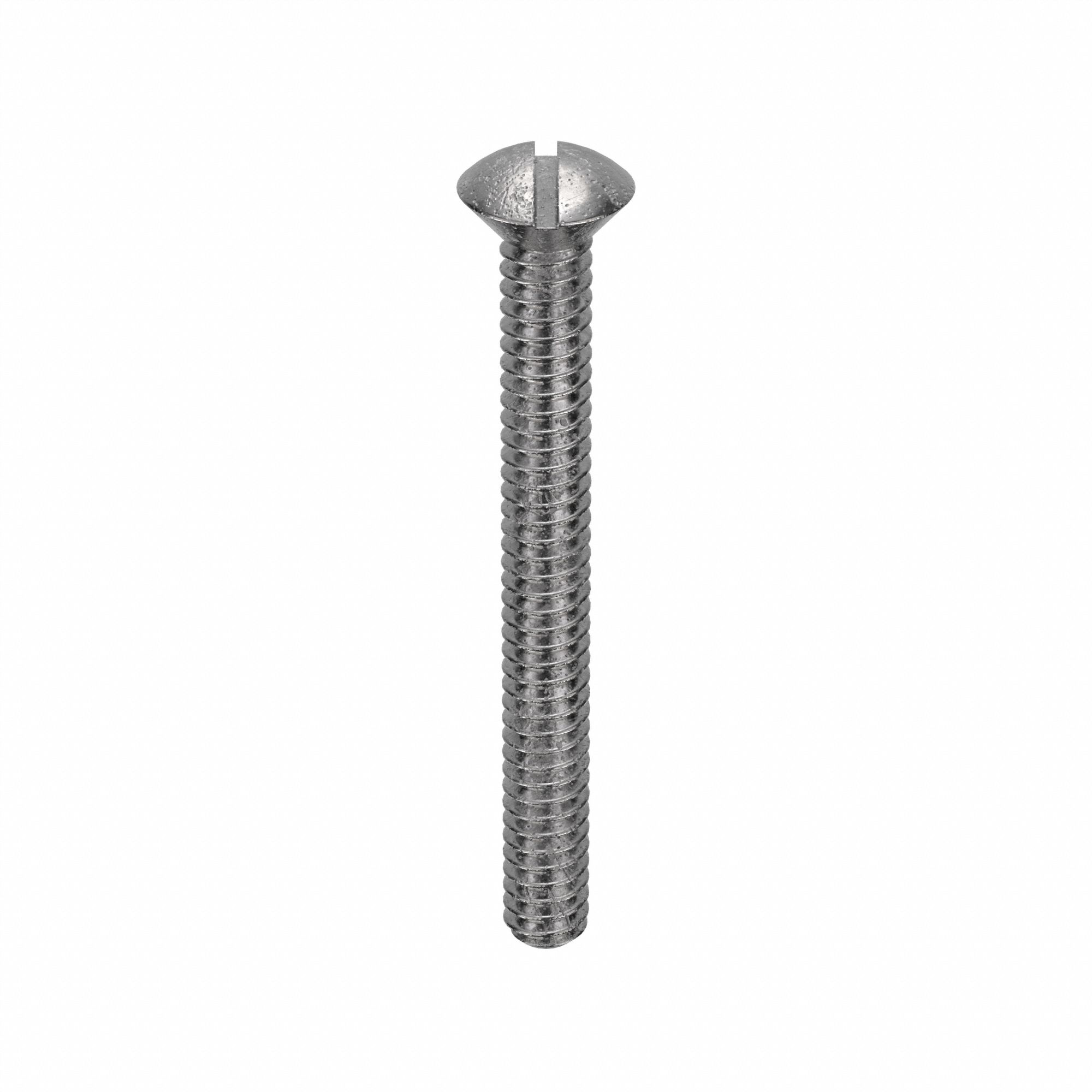 MACHINE SCREW, #6-32 THREAD, 1¼ IN L, 18-8 SS, PLAIN FINISH, OVAL, SLOTTED, 100 PK