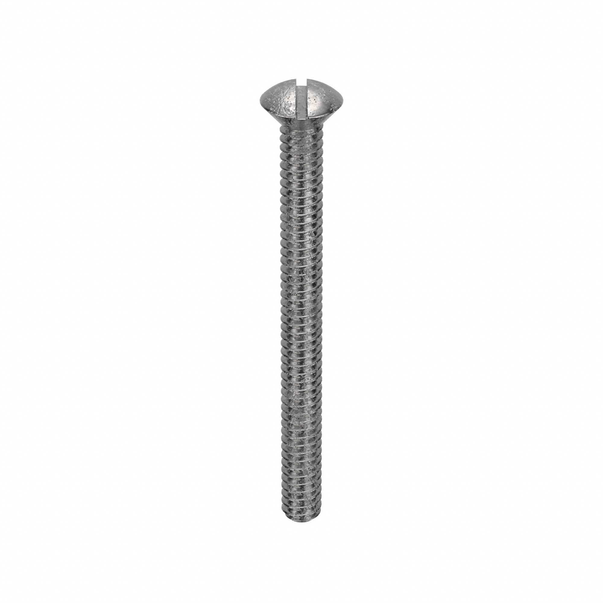 Machine Screw: #6-32 Thread Size, 1 1/2 in Lg, Stainless Steel, Plain, Oval, Slotted, 100 PK