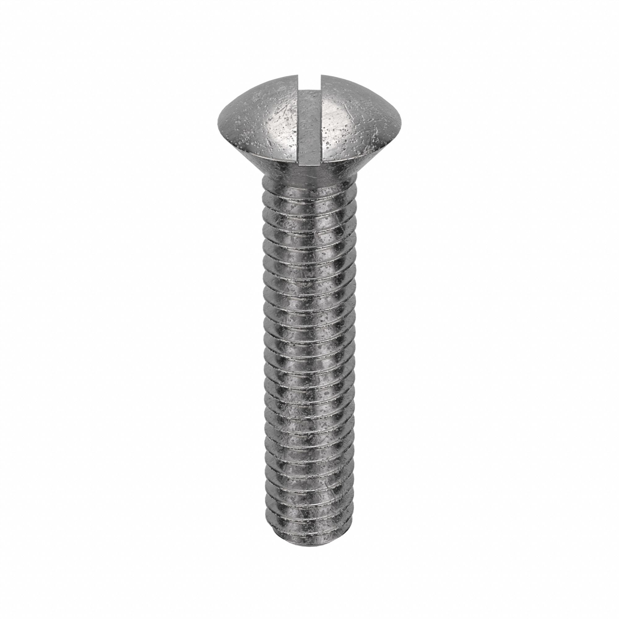 Machine Screw: #8-32 Thread Size, 3/4 in Lg, Stainless Steel, Plain, Oval, Slotted, 100 PK