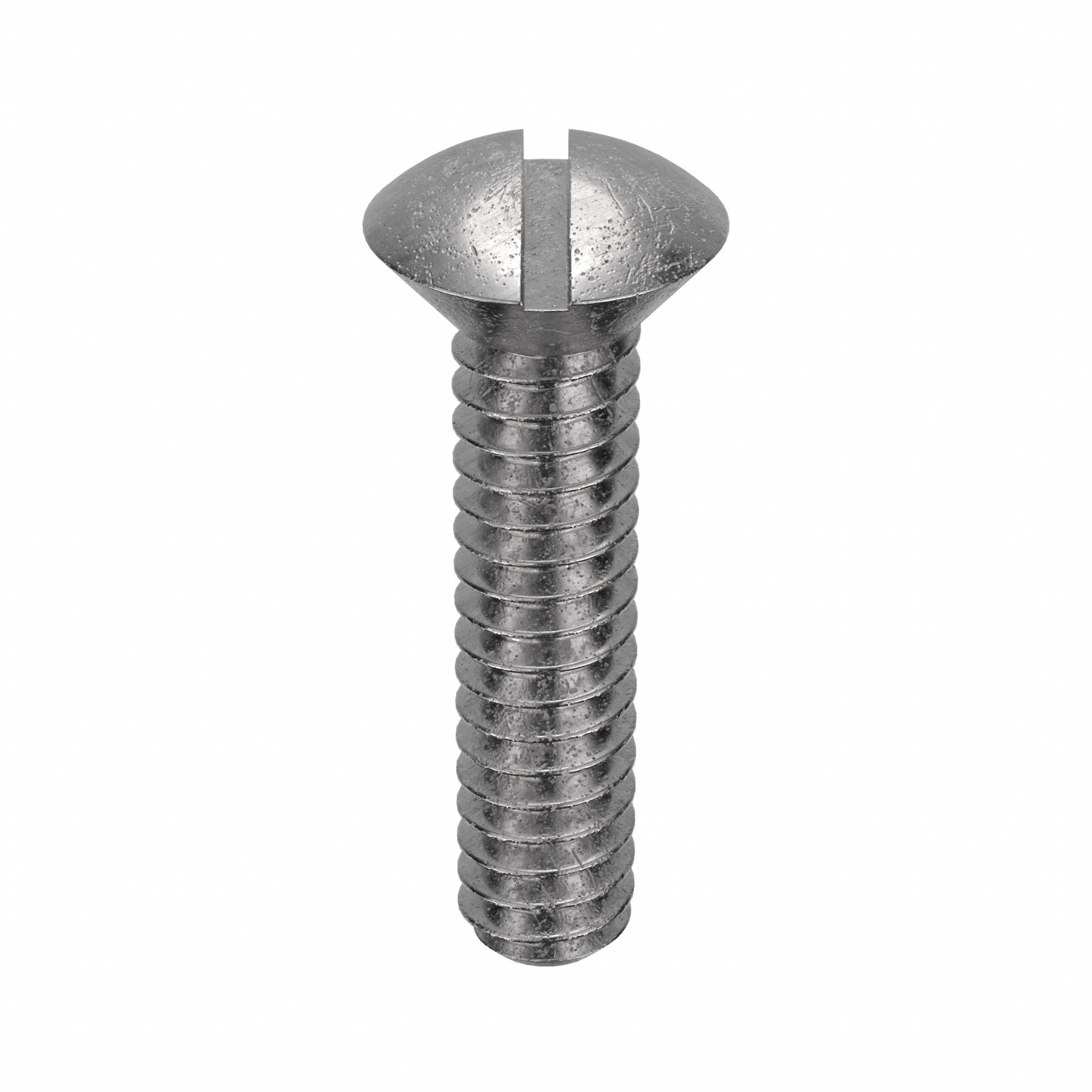MACHINE SCREW, #10-24 THREAD, ¾ IN L, 18-8 SS, PLAIN FINISH, OVAL, SLOTTED, 100 PK