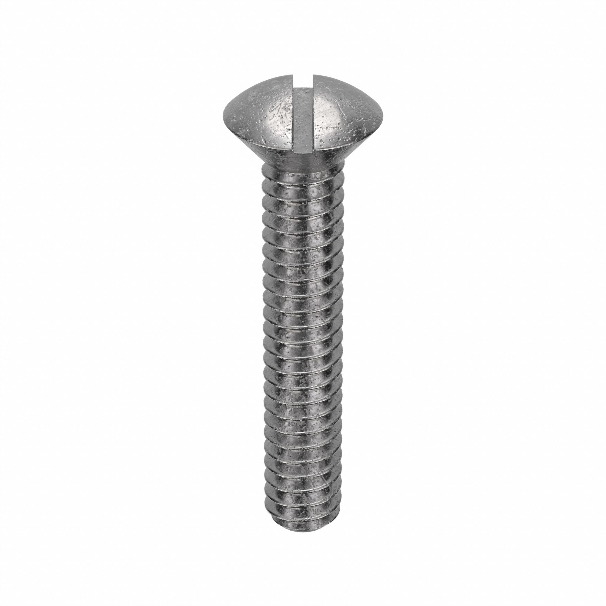 Machine Screw: #10-24 Thread Size, 1 in Lg, Stainless Steel, Plain, Oval, Slotted, 100 PK