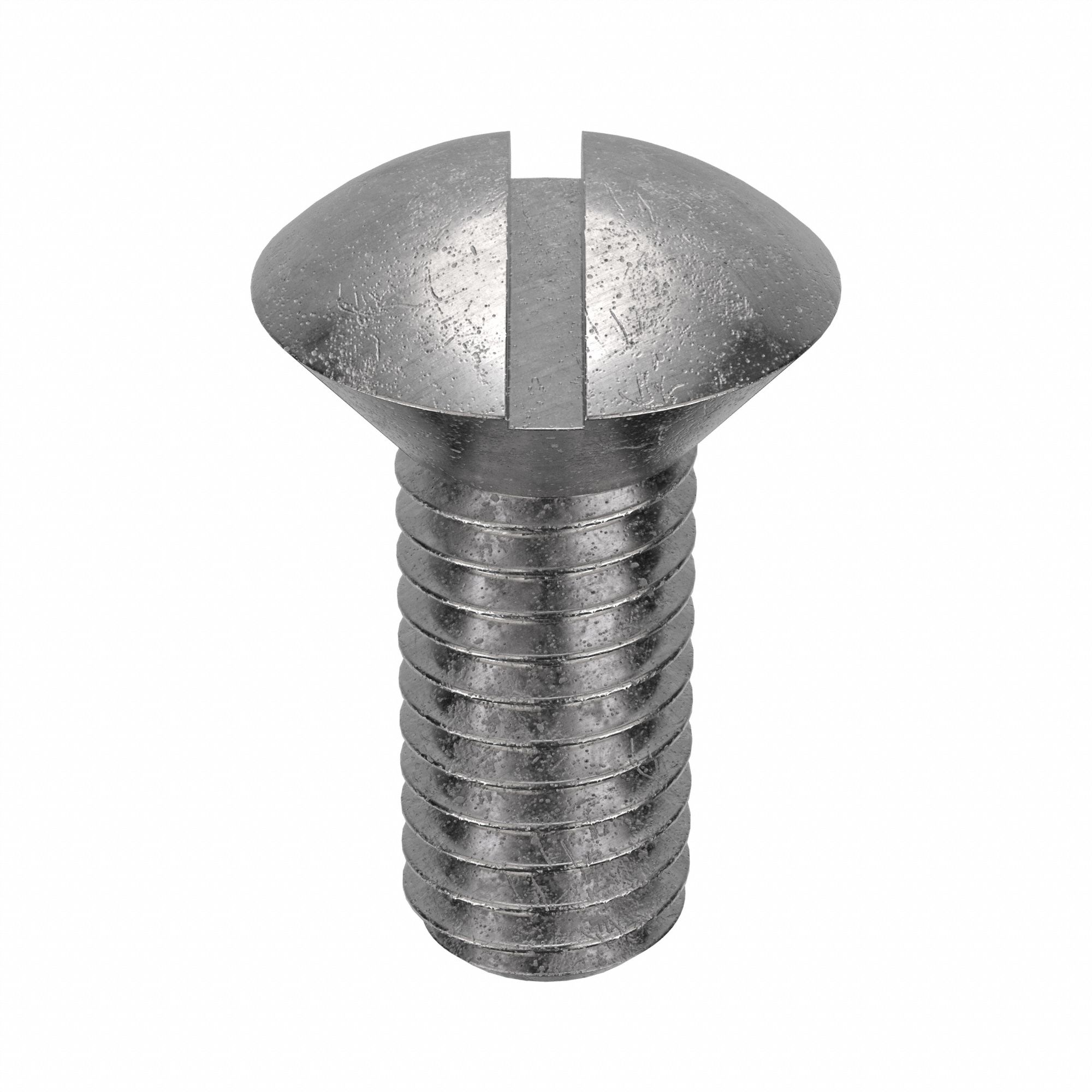 Machine Screw: #10-32 Thread Size, 3/8 in Lg, Stainless Steel, Plain, Oval, Slotted, 100 PK