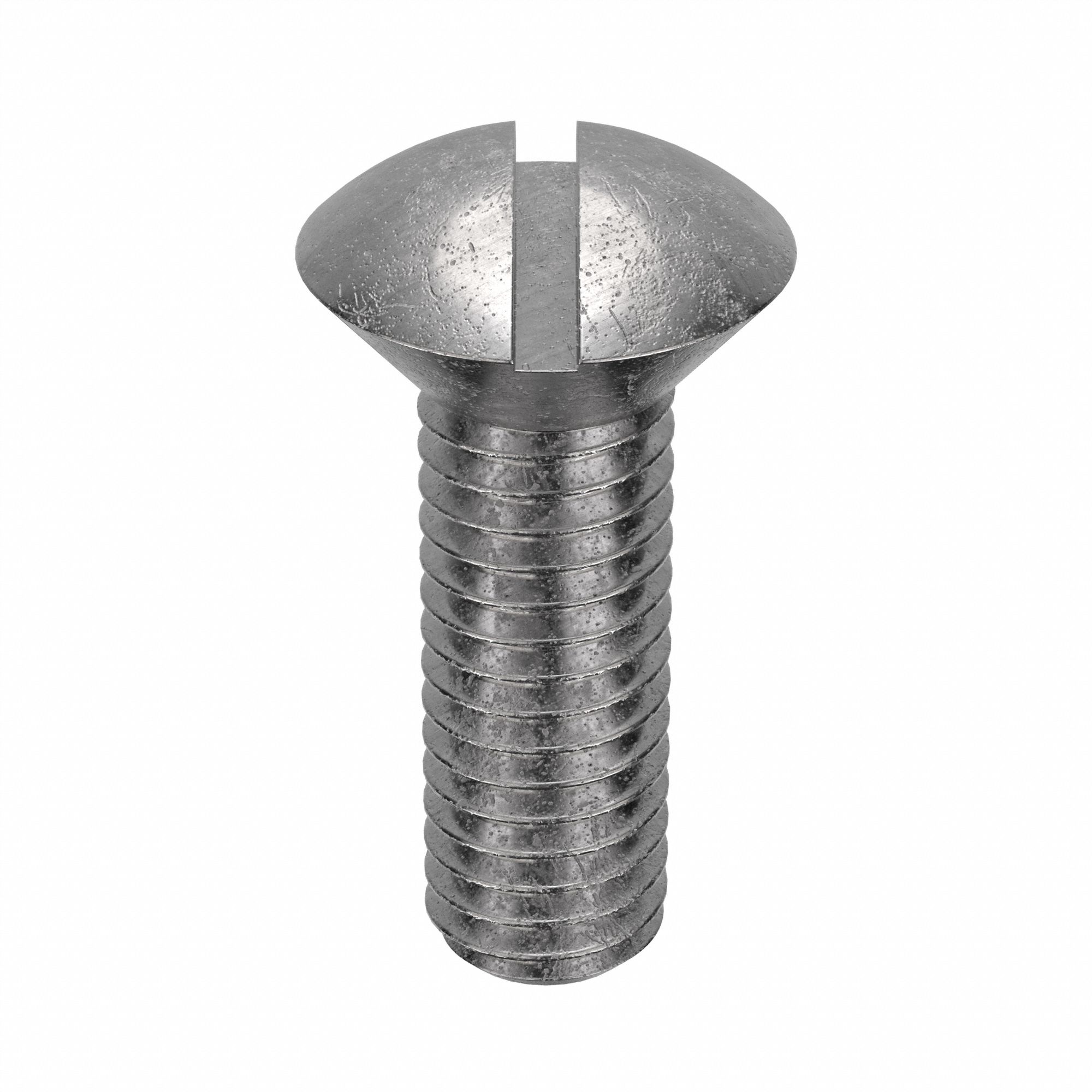 Machine Screw: #10-32 Thread Size, 1/2 in Lg, Stainless Steel, Plain, Oval, Slotted, 100 PK