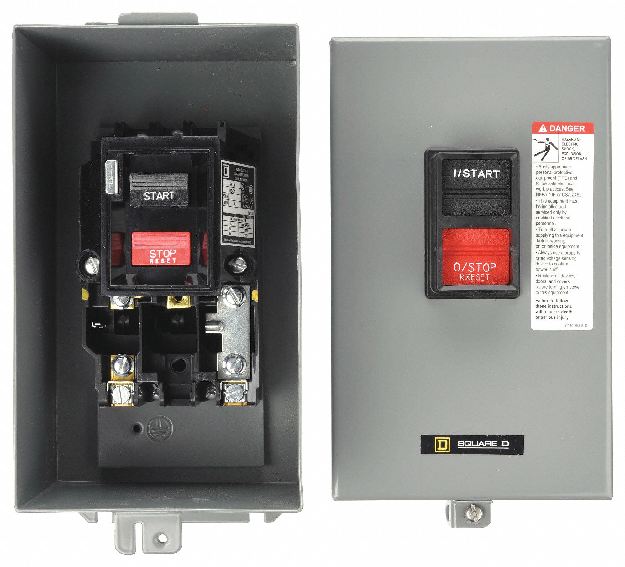 SQUARE D MANUAL MOTOR STARTER,NEMA,600VAC,1P,M1 NEMA Manual Motor