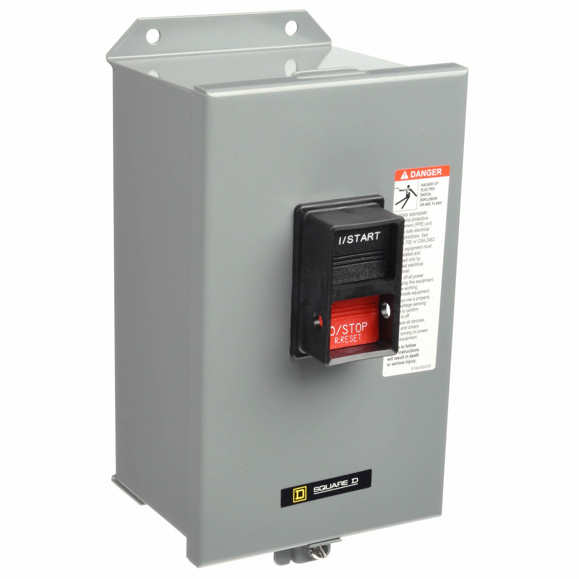 SQUARE D Manual Motor Starter, M1 NEMA Size, Push Button, 12 Enclosure