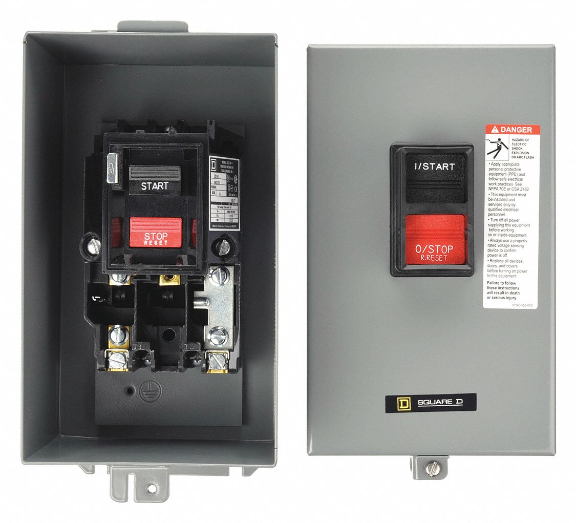 Manual Motor Starter: Non-Reversing, 2 Poles, 27 A, NEMA Size M-1, Thermal Protection, SQR1