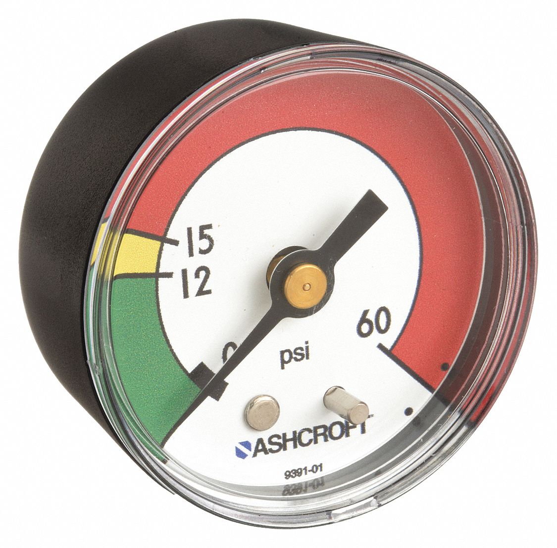 PRESSURE GAUGE,2 IN,60 PSI,