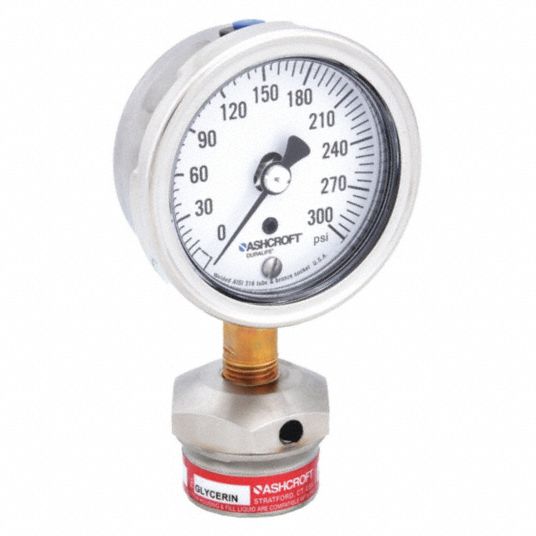 ASHCROFT, 0 to 300 psi, 1009/310315, Compound Gauge with Diaphragm