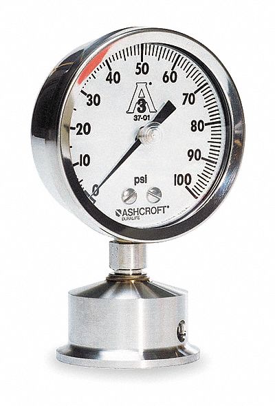 PRESSURE GAUGE,0 TO 60 PSI,2-1/2IN,1-1/2