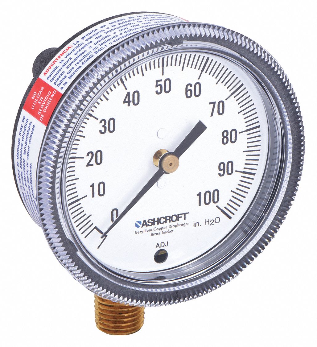 ASHCROFT GAUGE INCHES OF WATER Dial Low Pressure Gauges