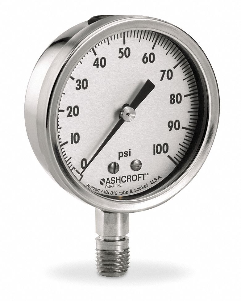 Ashcroft 25 1009 aw 02l 100#, Duralife Pressure Gauge, 2 Ccf | Meses sin interés