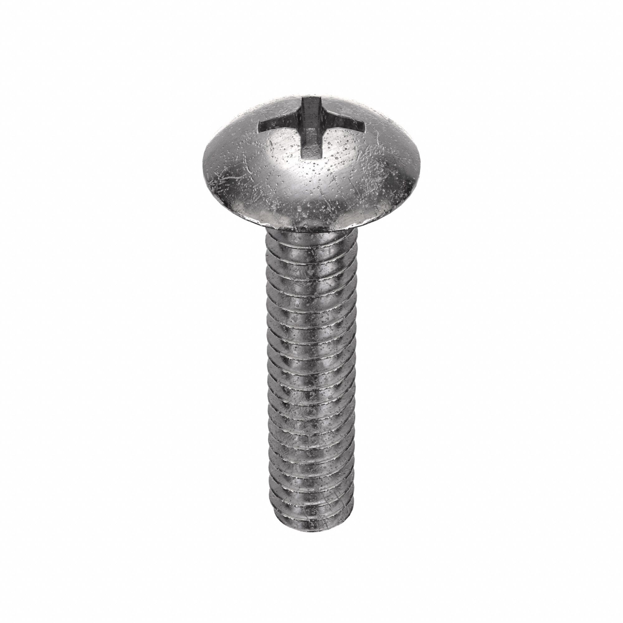 Machine Screw: #4-40 Thread Size, 1/2 in Lg, 18-8, Stainless Steel, Plain, Truss, Phillips, 100 PK