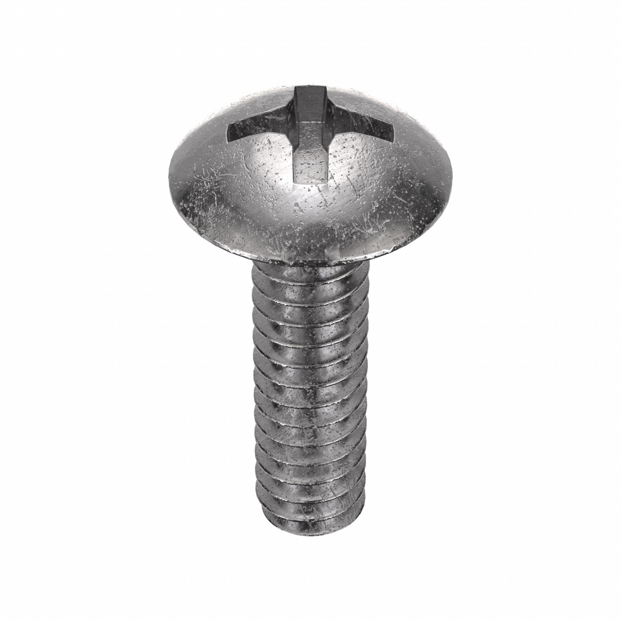 Machine Screw: #6-32 Thread Size, 7/16 in Lg, 18-8, Stainless Steel, Plain, Truss, Phillips, 100 PK