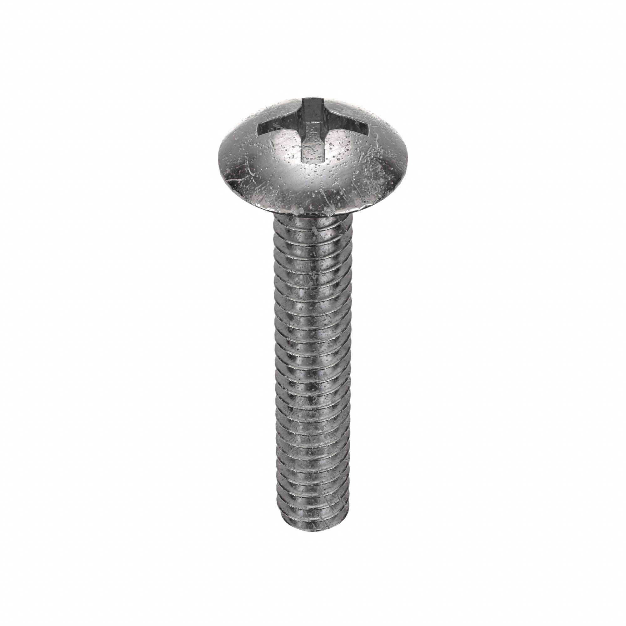 Machine Screw: #6-32 Thread Size, 3/4 in Lg, 18-8, Stainless Steel, Plain, Truss, Phillips, 100 PK