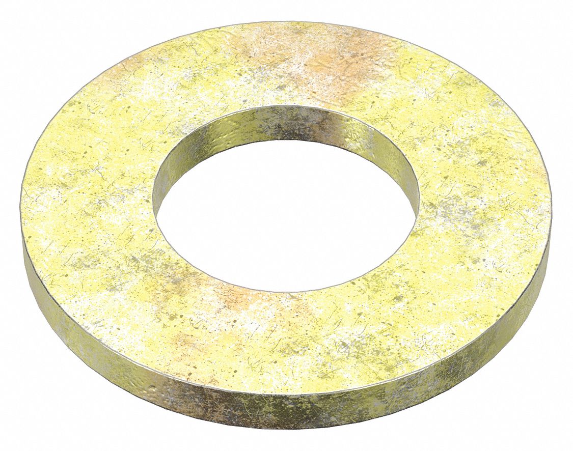 SAE WASHER, FOR 7/16 IN SCREW, STEEL, THROUGH HARDENED, ZINC YELLOW, 0.469 IN ID, 25 PK