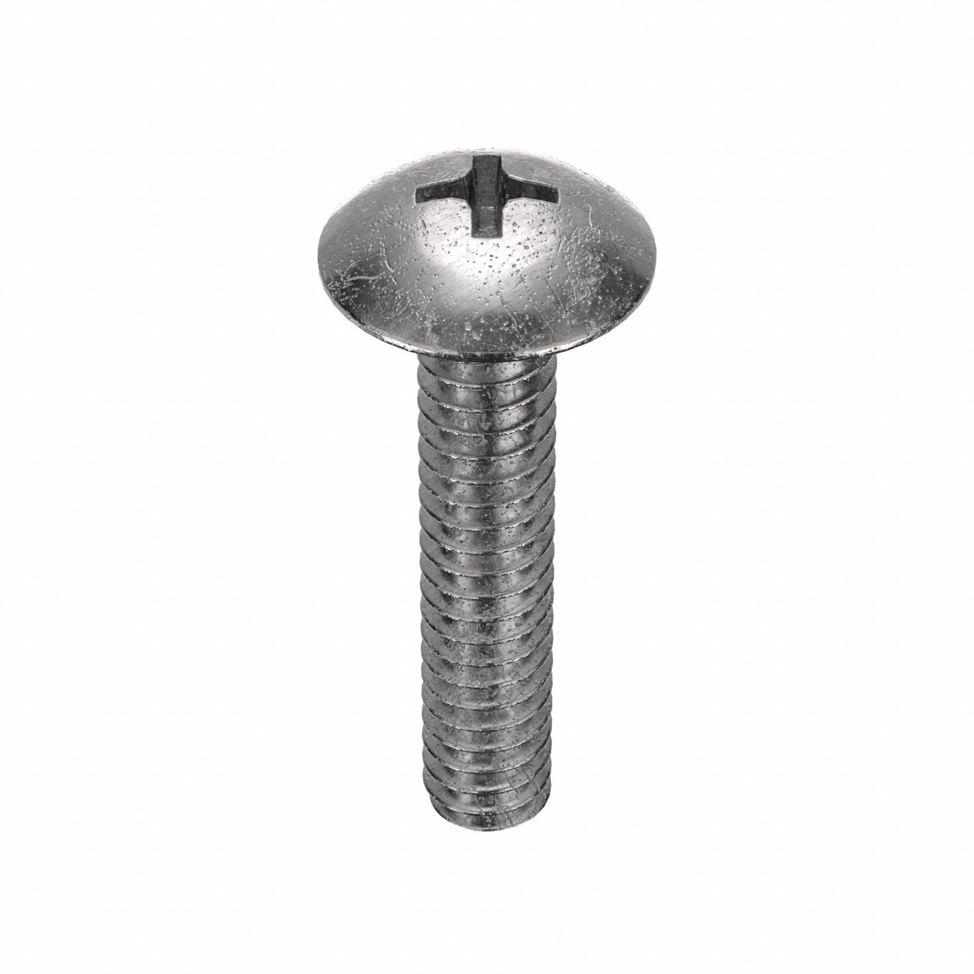 Machine Screw: #10-32 Thread Size, 1 in Lg, Stainless Steel, Plain, Truss, Phillips, 100 PK