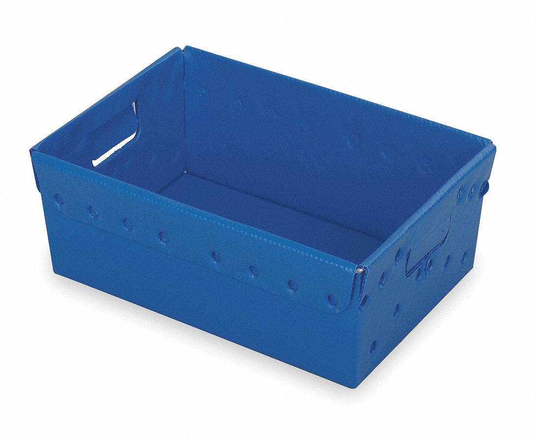 Nesting Container: 4.3 gal, 18 in x 13 in x 6 1/8 in, Blue, 50 lb Load Capacity
