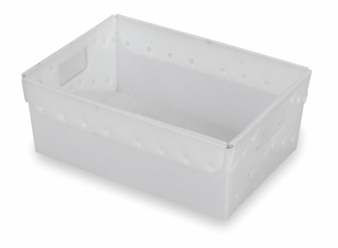 Nesting Tote: 4.3 gal, 18 in x 13 in x 6 1/8 in, White, Lid Not Included