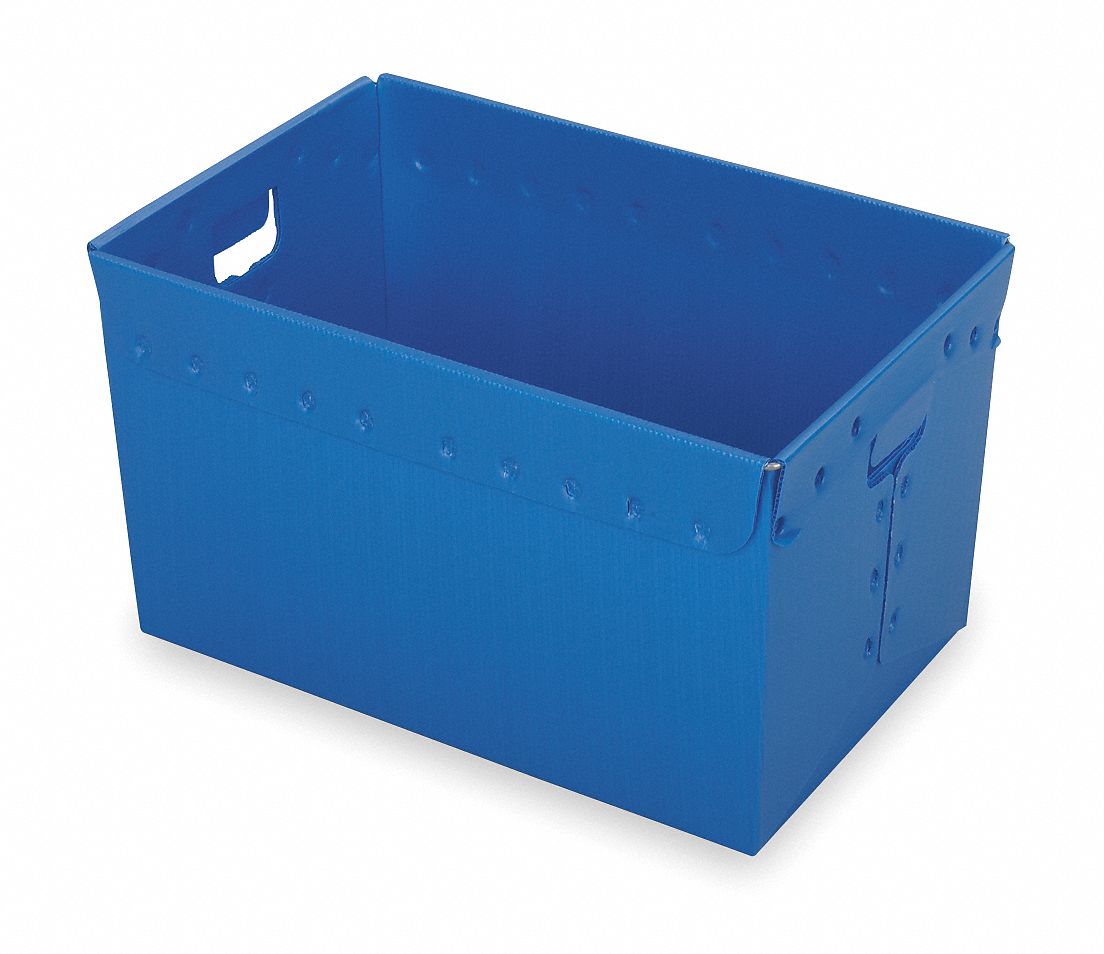 Nesting Container: 18.6 gal, 23 in x 15 5/8 in x 16 in, Blue, 50 lb Load Capacity