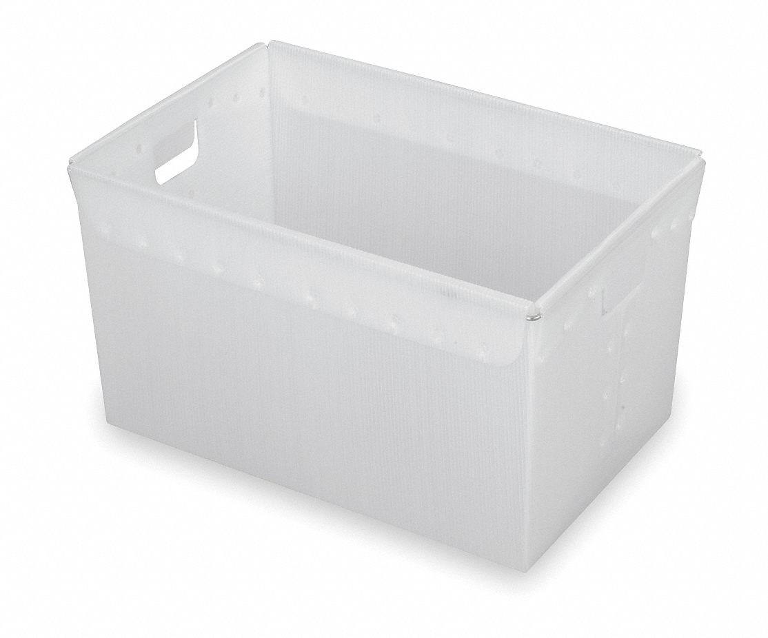 Nesting Container: 18.6 gal, 23 in x 15 5/8 in x 16 in, White, 50 lb Load Capacity