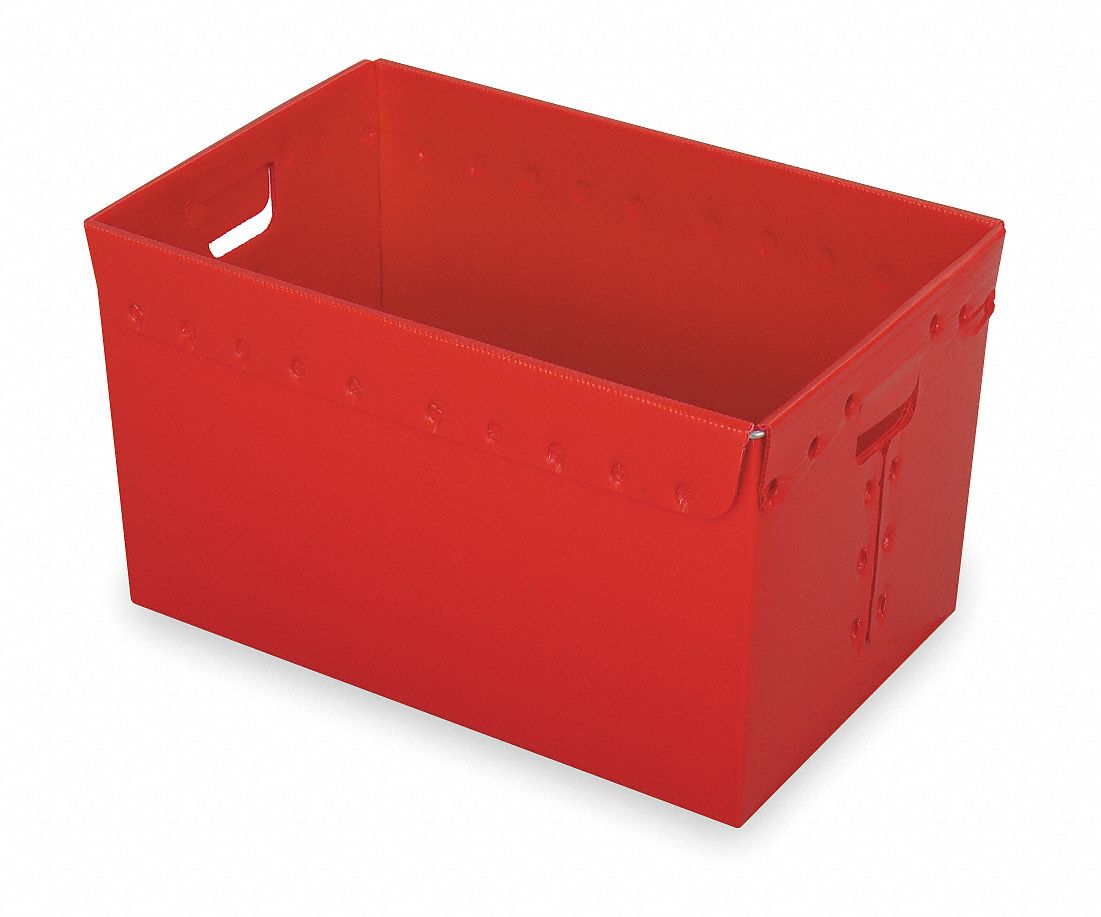 Nesting Container: 18.6 gal, 23 in x 15 5/8 in x 16 in, Red, 50 lb Load Capacity