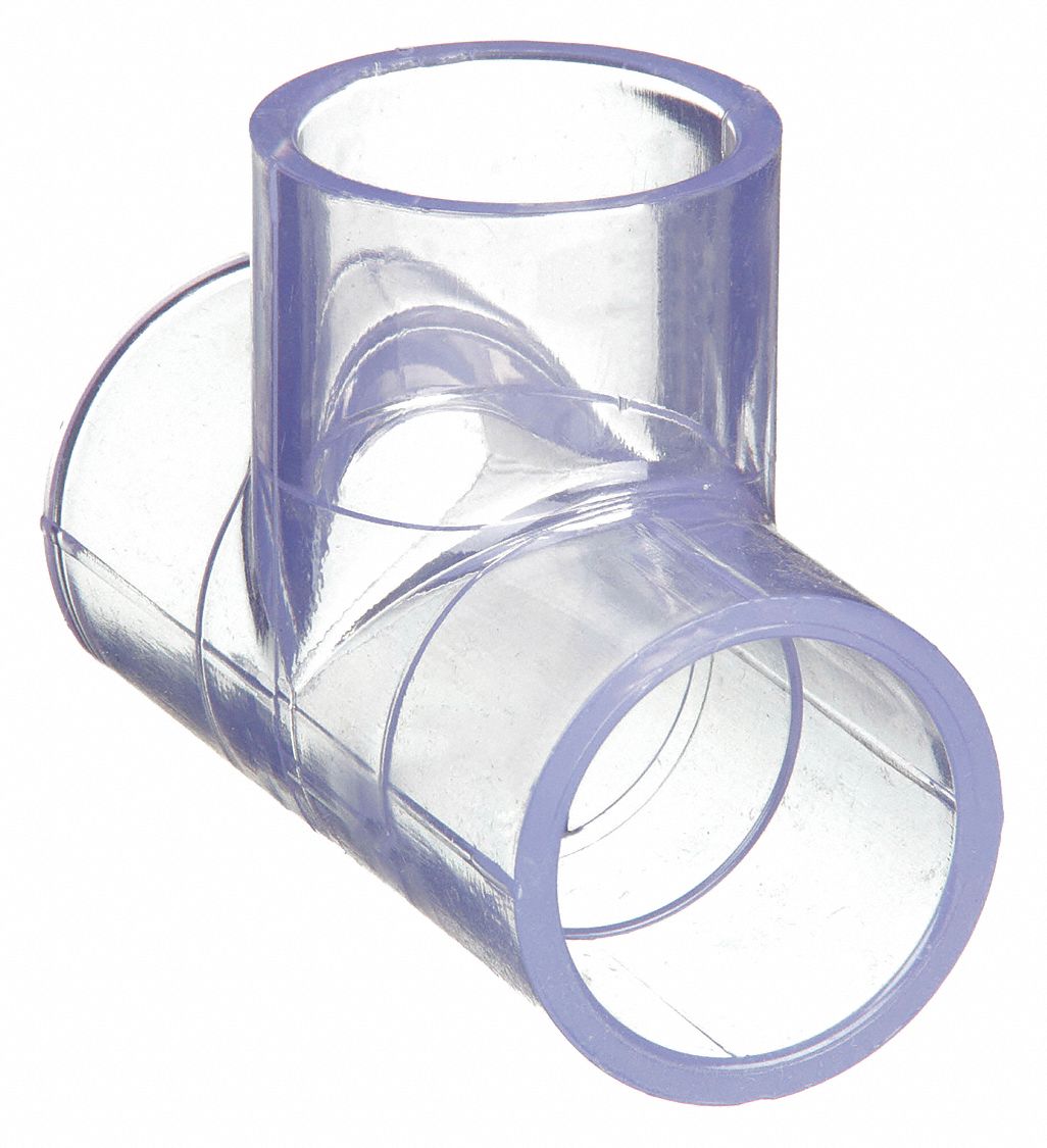 HARVEL CLEAR TEE,1 IN,SOLVENT,PVC,CLEAR Plastic and Synthetic Pipe