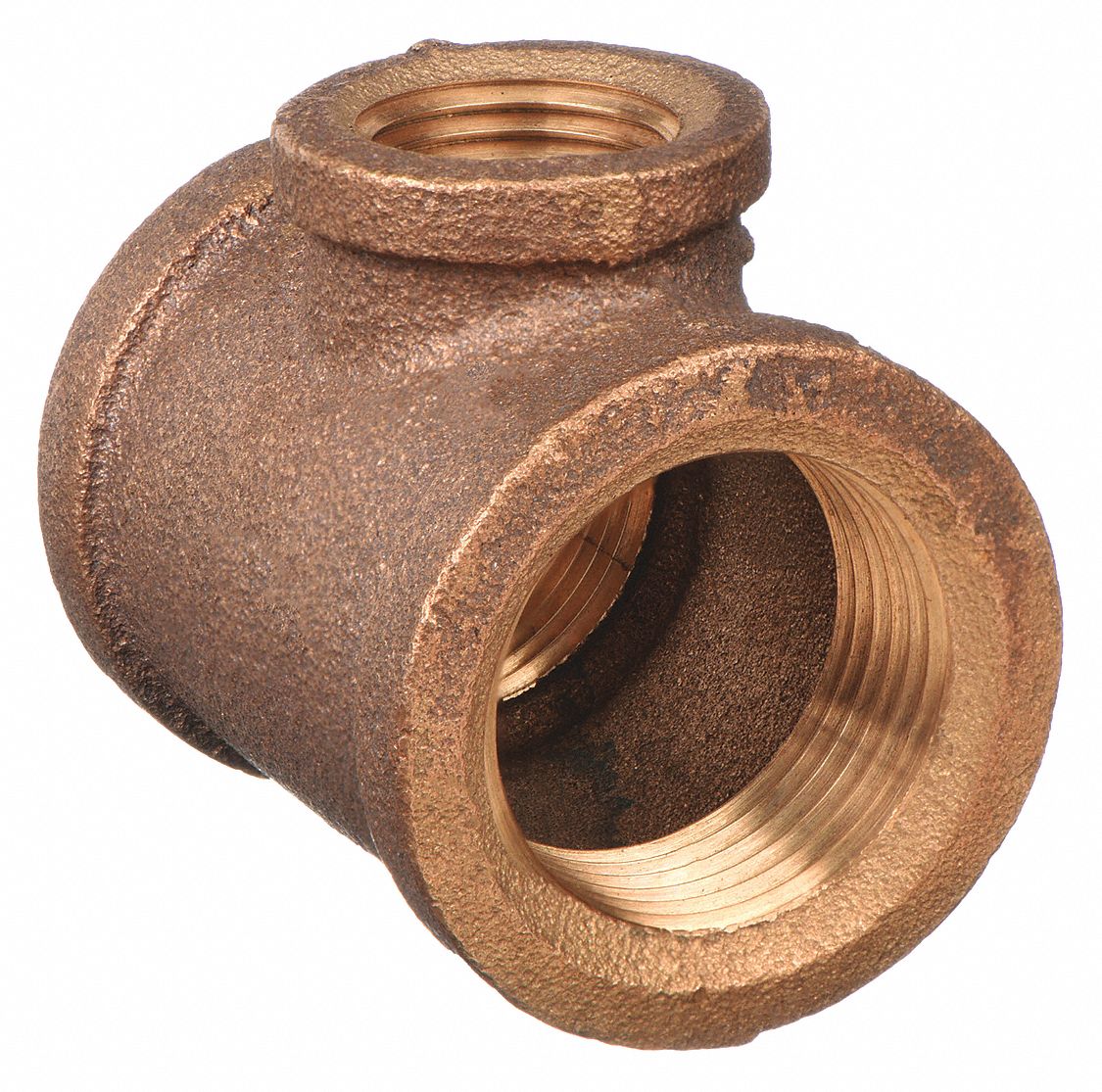 REDUCING TEE: RED BRASS, ½ IN X ½ IN X ¼ IN FITTING PIPE SIZE, CLASS 125