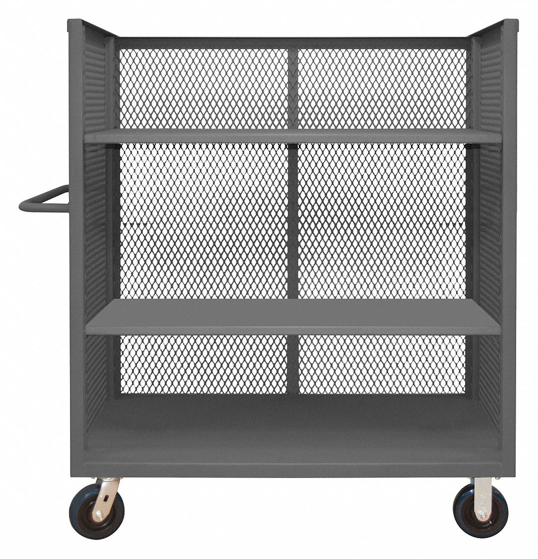 Single-Side-Access Mesh-Wall Metal Stock Truck: 3, 600 lb Load Capacity, 48 inx24 in