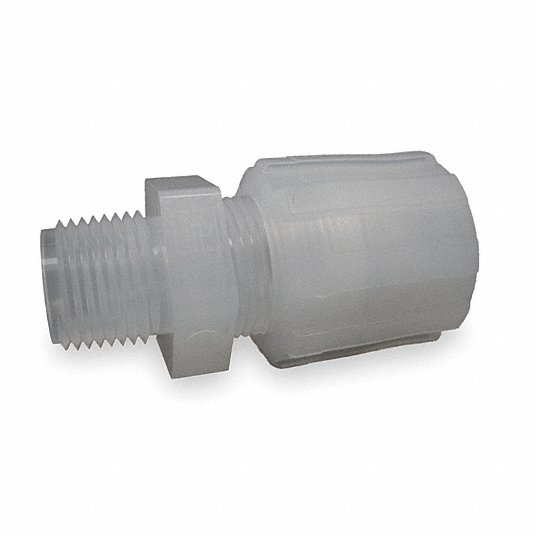 Male Straight Adapter: PFA, For 1/2 in Tube OD, 1/2 in Pipe Size, Compression x MNPT, Pargrip