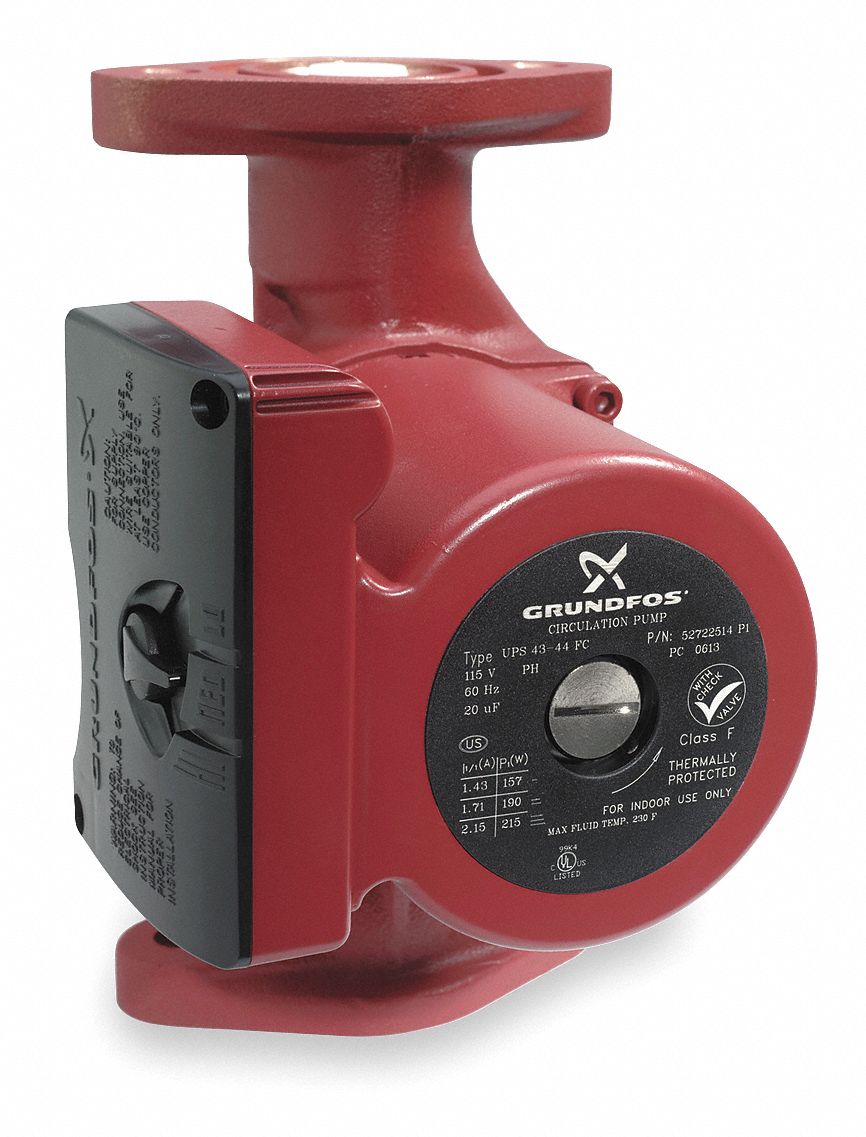 GRUNDFOS 1/6 HP Cast Iron Wet Rotor, Maintenance Free Hot Water