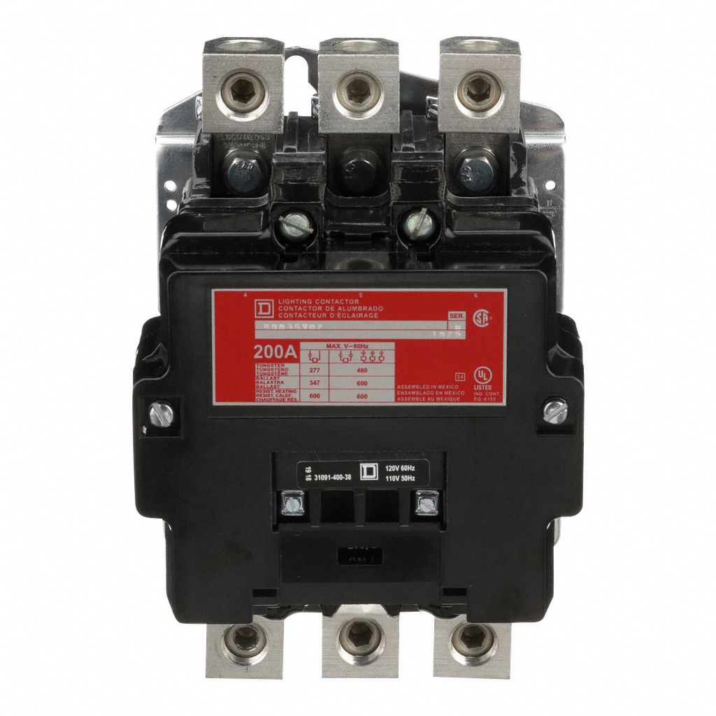 SQUARE D, 3 Poles, 120V AC, Lighting Contactor 2CH37
